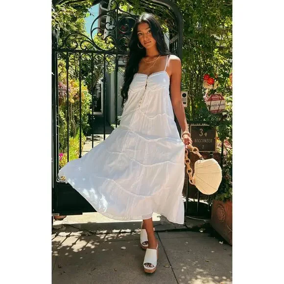 New w/FLAW Show Me Your Mumu Gracie Midi Dress White- Small - Picture 2 of 10